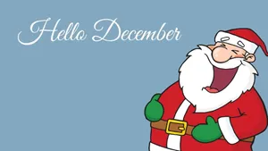 Hello December Santa Claus Winking Wallpaper
