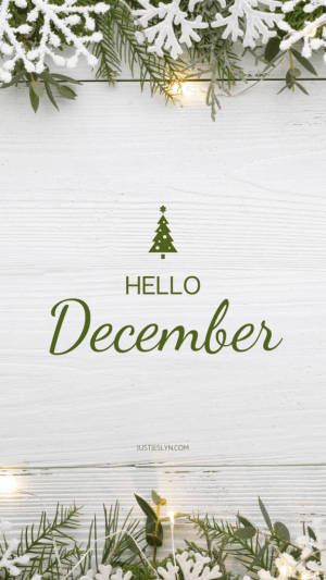 Hello December White Green Aesthetic Wallpaper