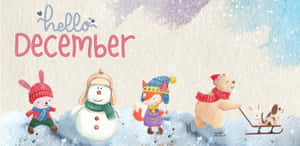 Hello December Winter Celebration Illustration Wallpaper