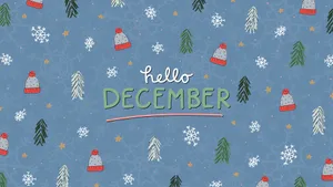 Hello December Winter Pattern Wallpaper