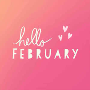 Hello February Wallpaper With Hearts And A Pink Background Wallpaper