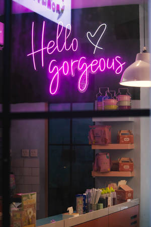 Hello Gorgeous Neon Purple Iphone Wallpaper