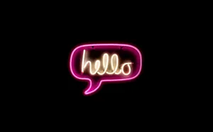 Hello In Neon Speech Balloon Wallpaper