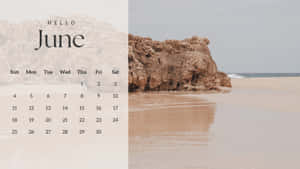 Hello June Beach Calendar Aesthetic Wallpaper