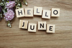 Hello June Wooden Blocks Floral Decoration Wallpaper