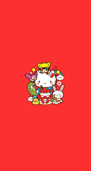 Hello Kitty Baddie Red Background Wallpaper