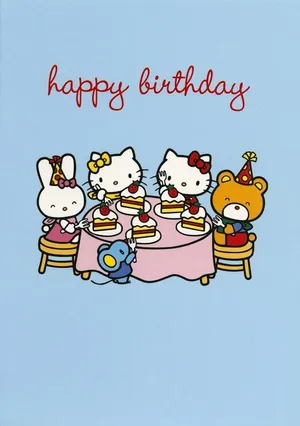 Hello Kitty Birthday Celebration With Gifts And Balloons Wallpaper