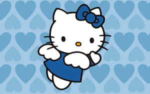 Hello Kitty Blue Hearts Background Wallpaper