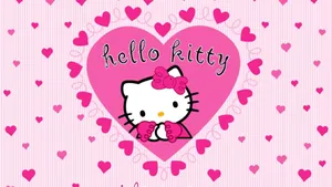 Hello Kitty Desktop With Hearts Wallpaper