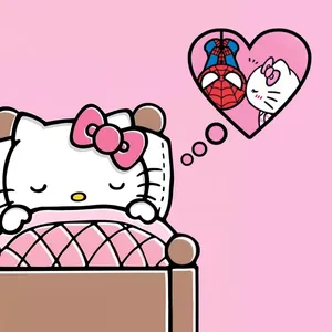 Hello Kitty Dreamingof Spiderman Wallpaper