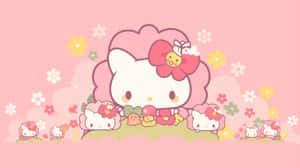 Hello Kitty Floral Background Wallpaper