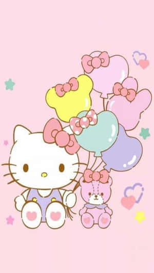 Hello Kitty Friends Balloons Aesthetic Wallpaper