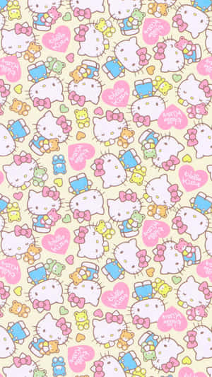 Hello Kitty Friends Pattern Aesthetic Wallpaper