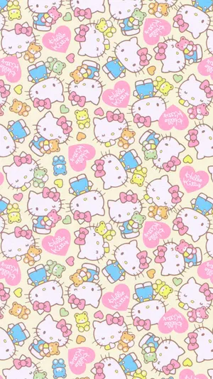 Hello Kitty Friends Pattern Aesthetic Wallpaper