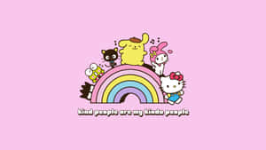 Hello Kitty Friends Rainbow Aesthetic Wallpaper