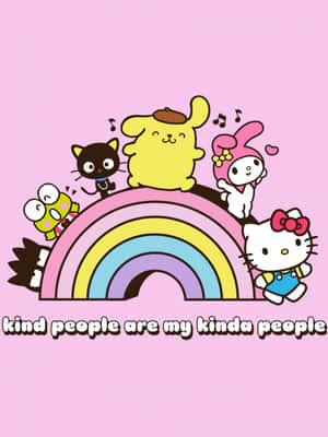 Hello Kitty Friends Rainbow Aesthetic Wallpaper