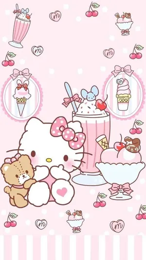 Hello Kitty Friends Sweet Treats Aesthetic Wallpaper