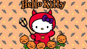 Hello Kitty Halloween Costumeand Pumpkins Wallpaper