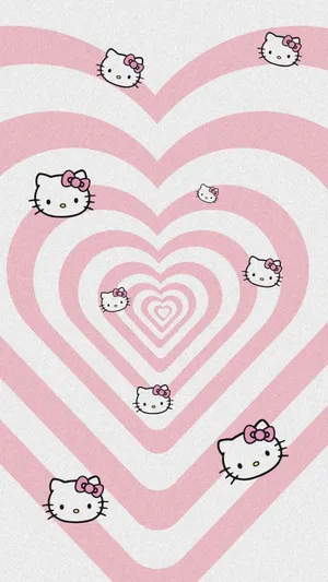 Hello Kitty Heart Pattern Wallpaper