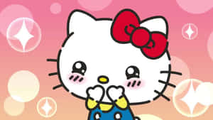 Hello Kitty Is Sitting On A Pink Background Wallpaper