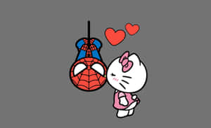 Hello Kitty Loves Spiderman Wallpaper