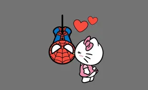Hello Kitty Loves Spiderman Wallpaper