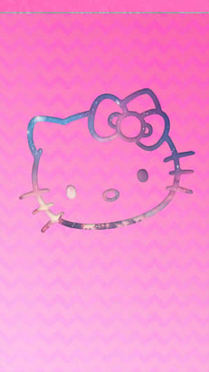 Hello Kitty Outline Against Pink Background Wallpaper