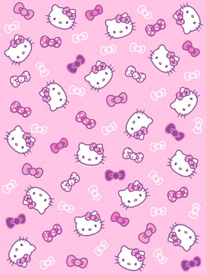 Hello Kitty Pattern Pink Background Wallpaper