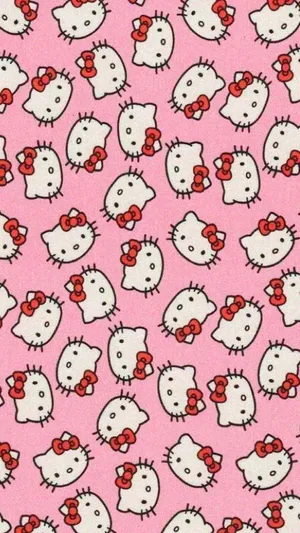 Hello Kitty Pattern Pink Background Wallpaper