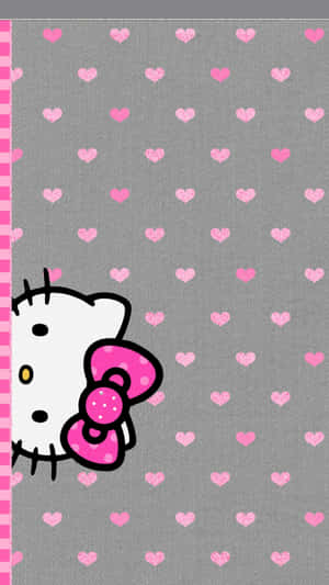 Hello Kitty Pink Bow Hearts Pattern Wallpaper