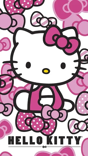Hello Kitty Pink Bow Pattern Wallpaper