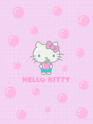 Hello Kitty Pink Bubbles Background Wallpaper