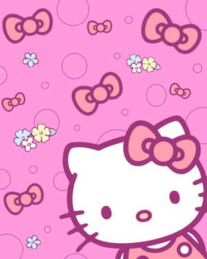 Hello Kitty Pink Bubbles Background Wallpaper