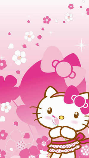 Hello Kitty Pink Floral Background Wallpaper