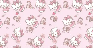 Hello Kitty Pink Floral Pattern Wallpaper