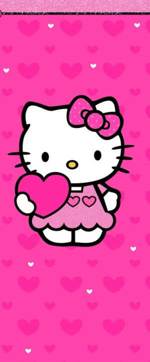 Hello Kitty Pink Hearts Background Wallpaper