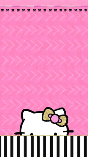 Hello Kitty Pink Striped Background Wallpaper