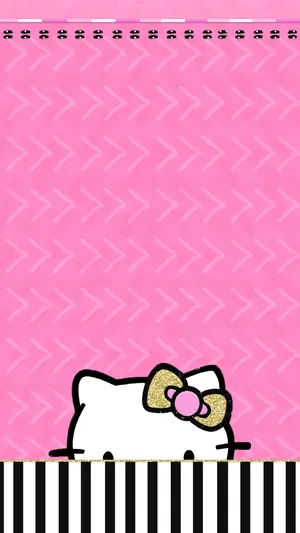 Hello Kitty Pinkand Black Design Wallpaper