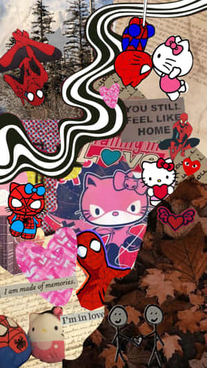 Hello Kitty Spiderman Collage Wallpaper