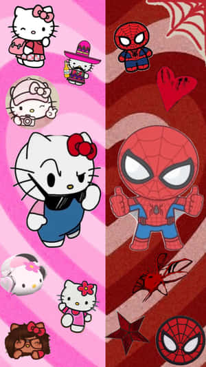 Hello Kitty Spiderman Crossover Wallpaper