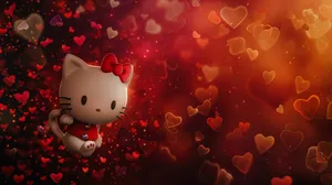 Hello Kitty Valentine Hearts Backdrop Wallpaper