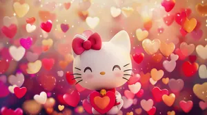 Hello Kitty Valentine Hearts Backdrop Wallpaper