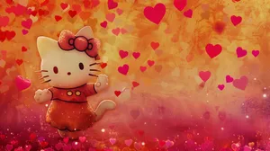 Hello Kitty Valentine Hearts Backdrop Wallpaper