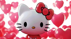Hello Kitty Valentine Hearts Backdrop Wallpaper