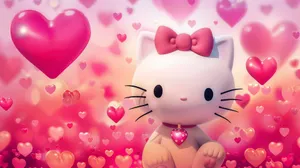 Hello Kitty Valentine Hearts Backdrop Wallpaper