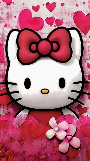Hello Kitty Valentine Hearts Background Wallpaper