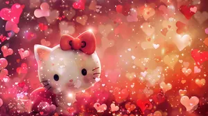 Hello Kitty Valentine Hearts Background Wallpaper