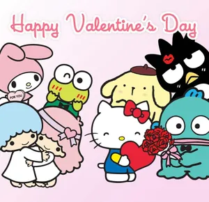 Hello Kitty Valentines Day Celebration Wallpaper