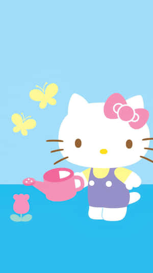 Hello Kitty Watering Flower Wallpaper