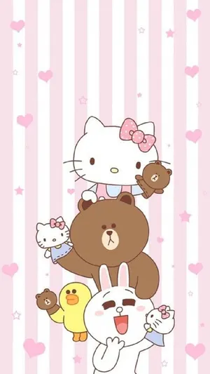 Hello Kittyand Friends Cartoon Totem Wallpaper